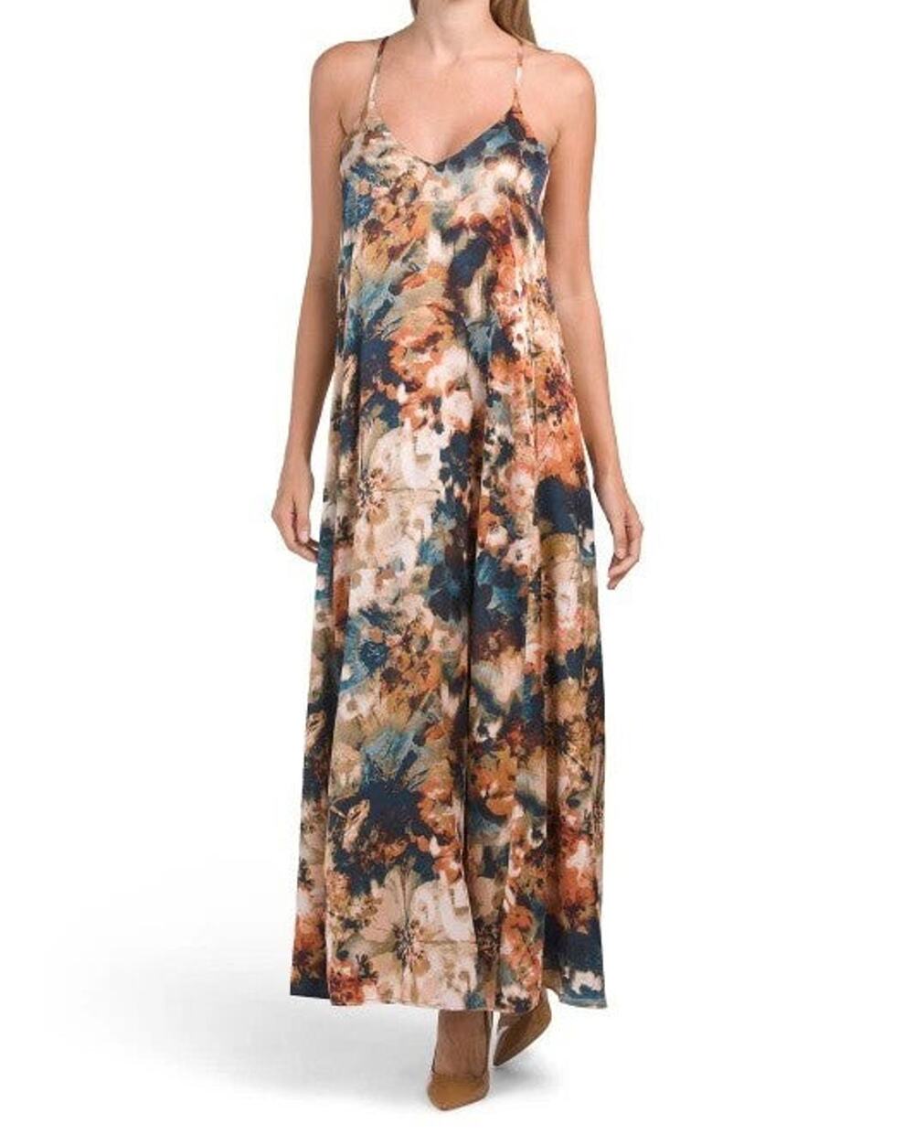 Licole hinller Satin Floral Print Maxi Dress - XS
